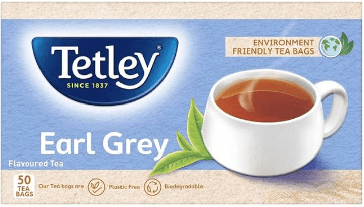 Tetley Earl Grey, Flavoured Tea, Rich Assam Blend, 50 Tea Bags, 100Gm (2Gx50) - Black Tea