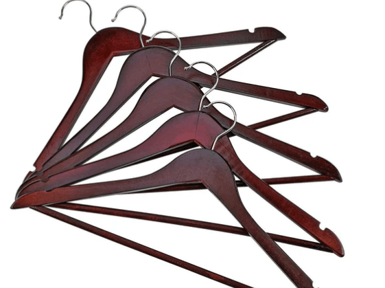 Star Work Solid Wooden Suit Hangers With Multi Functional Pack Of 24