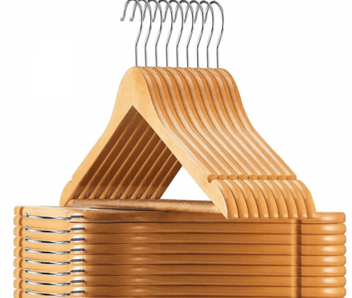 Extra Strong Wooden Hangers For Suits | Wooden Hanger for Clothes Pack Of 24