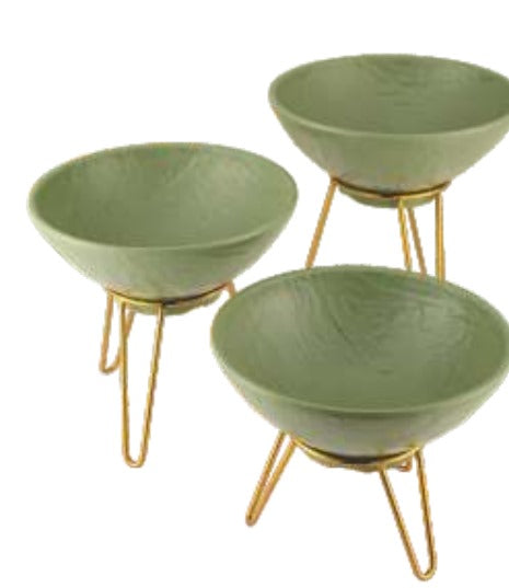 Basil-Basil Green Bowl with Gold Stand