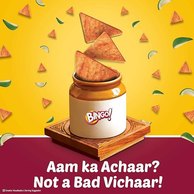 Bingo! Mad Angles Achaari Masti – Mango Pickle Flavour Crunchy Triangle Chips Pack - 130 g