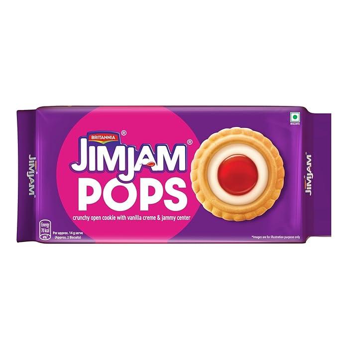 Britannia JimJam Pops - Crunchy Open Cookie with Vanilla crème and Jammy Center| 350 gm