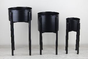 Metaledge Black Large Planter-Set/2  -   Matt Black Powder Coated