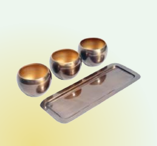 Metaledge Table Tray Brass Antique Planter-Set/4