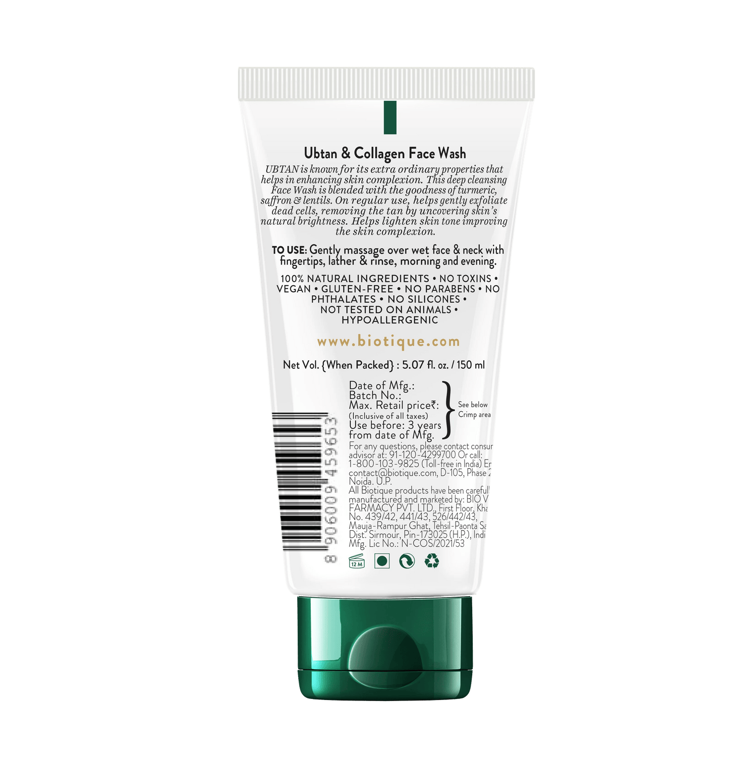 Biotique Ubtan & Collagen Face Wash 150ml