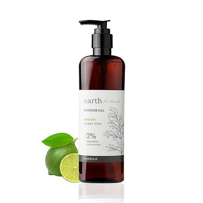 Kimirica Earth Persian Lime Shower Gel 290ml,100% Vegan & Paraben Free| Hydrating, Moisturizing, mild cleanser Shower Gel For Women and Men | Persian Sweet Lime