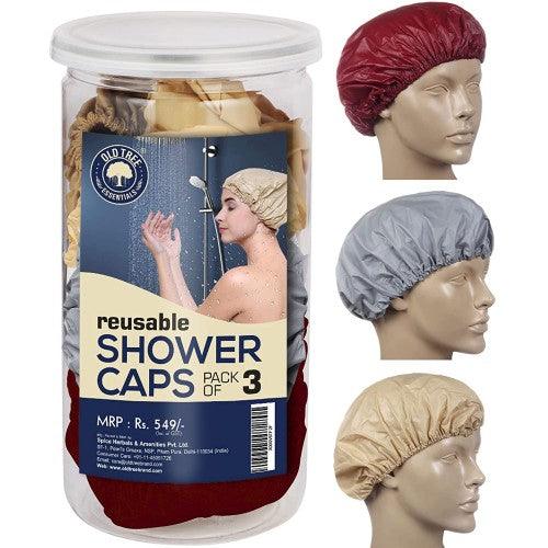 Old Tree Reusable Shower Cap Assorted Color Pack Of 3