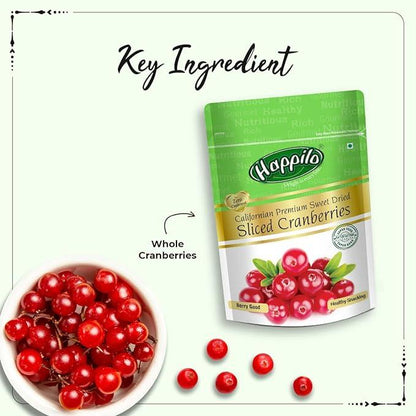 Happilo Premium Californian Dried and Sweet Sliced Cranberries, 200 g