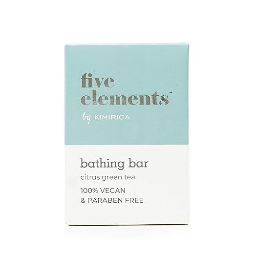 Kimirica Five Elements Citrus Green Tea Bathing Soap Bar For Deep Cleansing and Toning Handmade for All Skin Types Men and Women 100% Vegan & Paraben Free, (100g)