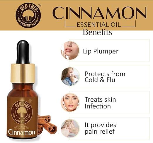 Old Tree Pure Cinnamon Essential Oil (15ml) - for Skin, Reduce Dandruff, Hair Growth