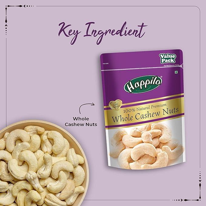 Happilo 100% Natural Premium Whole Cashews 500 g Value Pack