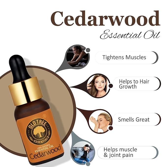 Old Tree Cedarwood Essential Oil (15ml) - for Home Fragrance, Aromatherapy, Skin, Hair, Diffuser, Candle Making - Massage Oil with Dropper for Relaxation and Soothe Muscles