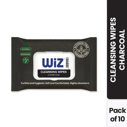 Wiz (Pack of 10) Charcoal Cleansing Wet Wipes - 25 Wipes