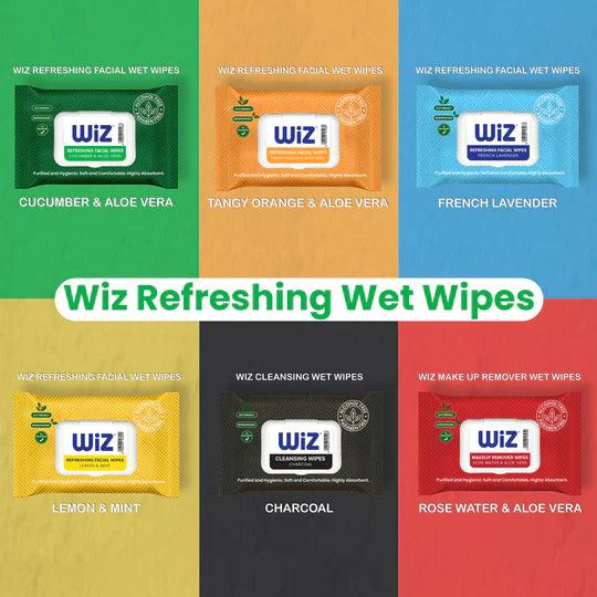 Wiz (Pack of 10) Charcoal Cleansing Wet Wipes - 25 Wipes