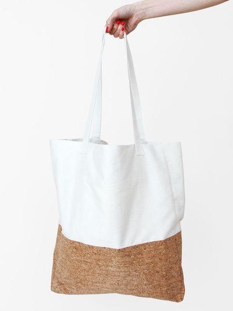 CORK BAGS & WALLETS-CORK CANVAS WHITE BAG