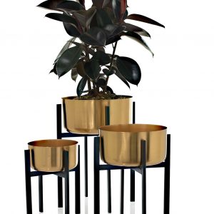 Metaledge Gold-black Planter,-Set/3