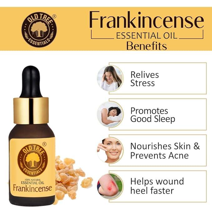 Old Tree Pure Frankincense Essential Oil (15ml) - for Muscle Pain, Spicy & Woody Fragrance