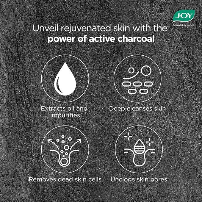 Joy Charcoal Face Wash for Oil Control & Dirt Removal (150ml) | Fights Pollution, Blackheads, Acne & Pimples | Activated Charcoal Face Wash For Oily Skin For Men & Women