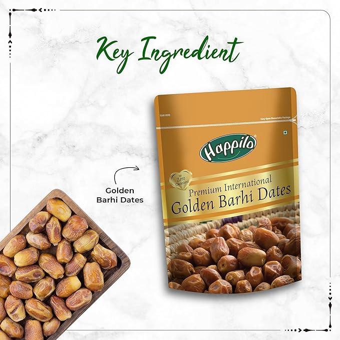 Happilo Premium Golden Barih Dates 500 g | 100% Naturally Dried