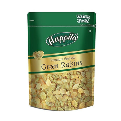 Happilo Premium Seedless Green Raisins 500g Value Pack| Kishmish | Nutritious| Rich in Iron