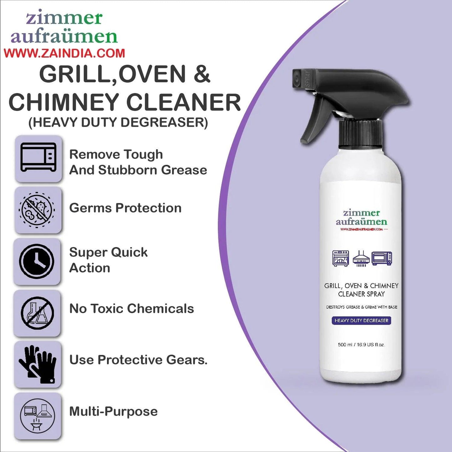 Zimmer Aufraumen Grill & Chimney Cleaner Degreaser Spray – 500 ml