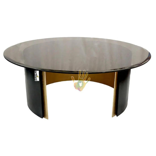 Artlivo Glass Top with Wood – Metal Base Designer Coffee Table