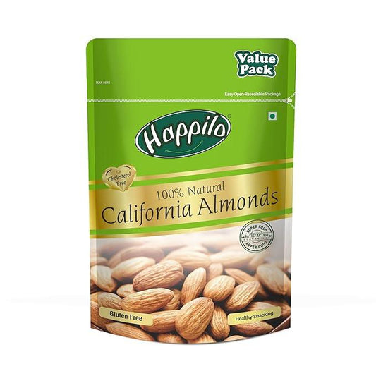 Happilo 100% Natural Premium California Dried Almonds 500g Pack Pouch