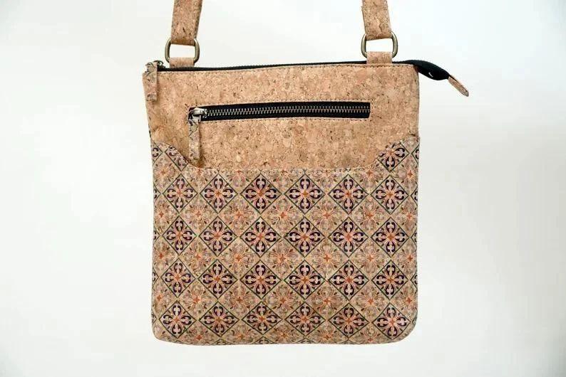 Cork Bags & Purses - Sling Bag Diamond Print