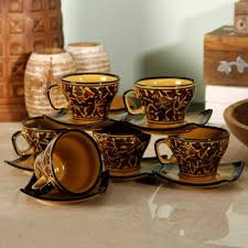 Table Ware - Bone China Heavy Gold Series, Coffee Mug Fine Bone China Ceramics Tableware Daily Use , Set Of 6 Tea Cups MYA-XYX-006