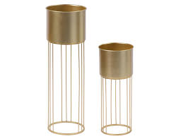 Metaledge Hipe Planter -Set/2 Matt Gold Powder Coated