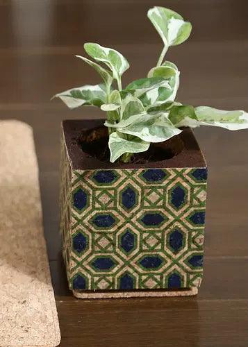 Cork Table Top Planters - Bohemian Print Planter - Product code: 9C23302  - 10 X 10 CMS