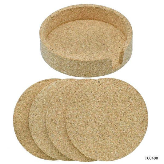 CORK COASTERS-SET OF 4 COASTERS WITH CASE D1