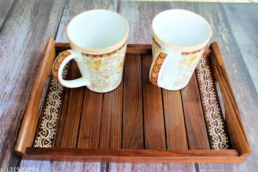 Cork Serving/Decor Trays - Striped Tray