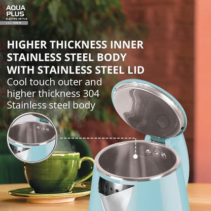 Havells Electric Kettle Aqua Plus 1250 Watts 1.2 liters , Double Layered Cool Touch Outer Body