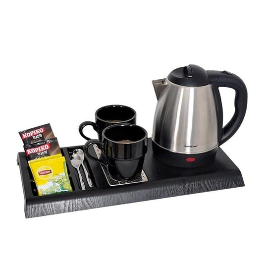 Shoppers Hub PNQ Heavy Duty Electric Kettle with Welcome Tray Set for Ideal Use in Homes and Hotel Rooms.