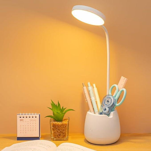 SHOPOPOYE Table Lamp for Study Led Light- Study Table Lamps for Study Room- Study Lamp for Students Rechargeable Table Lamp - 3 Modes, Warm Light, ABS Plastic- Night Reading (TWISTER1)