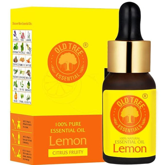 Old Tree Pure Lemon Essential Oil (15ml) - for Skin, Hair Care, Diffuser, Fragrance, Candle Making - Pure & Natural Stress Relief Oil with Dropper for Aromatherapy