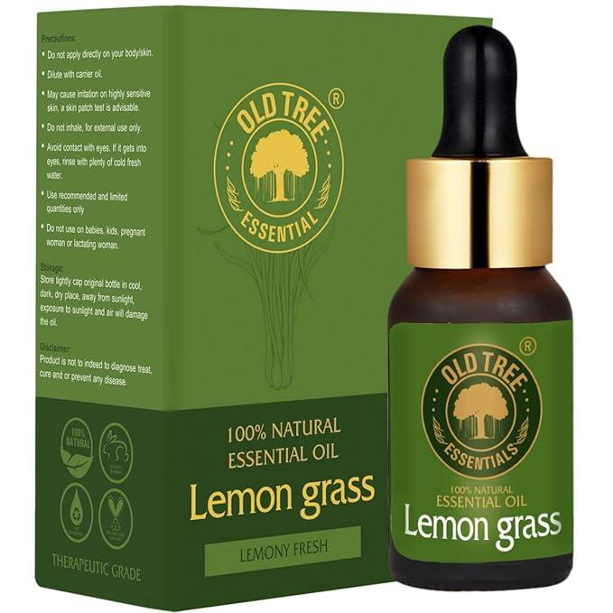 Old Tree Lemongrass Essential Oil (15ml) - for Skin, Hair Care, Insect Repellant, Home Fragrance and Aromatherapy - Pure and Natural Undiluted Oil with Glass Dropper