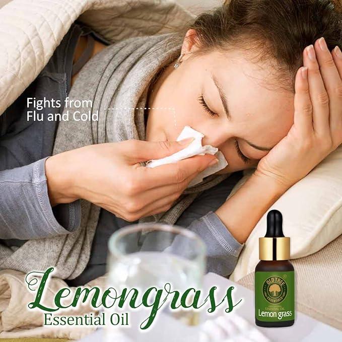 Old Tree Lemongrass Essential Oil (15ml) - for Skin, Hair Care, Insect Repellant, Home Fragrance and Aromatherapy - Pure and Natural Undiluted Oil with Glass Dropper