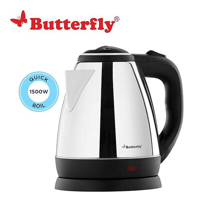 Butterfly EKN 1.5-Litre Electric Kettle (Silver with Black) |Stainless Steel| 1500 watts