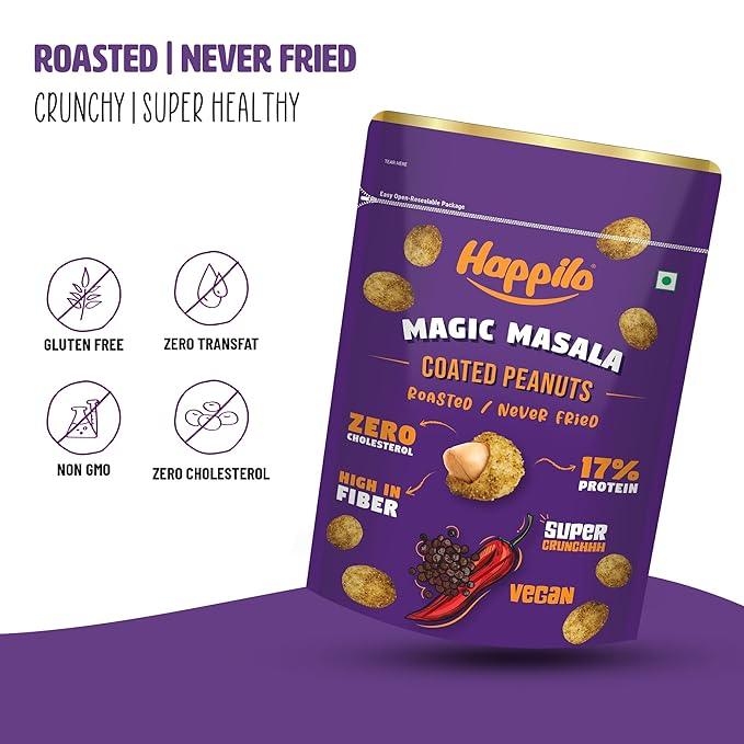 Happilo Premium Super Snack Magic Masala Peanut 150g, Crunchy and Nutty, High in Protein and Dietary Fibre