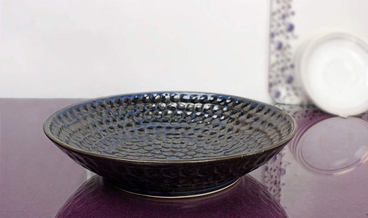 Tableware - Ceramic Black Thumbprint Bowl - MYA-GXS-018