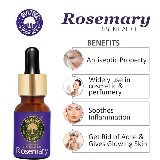 Old Tree Rosemary Essential Oil (30ml) - for Hair Growth for Women & Men - Pure and Natural Oil with Dropper for Skin, Body, Diffuser, Aroma Therapy & Relaxation