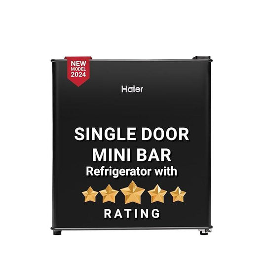 Haier 42L 5-Star Mini Bar Single Door Refrigerator (2024 Model, HRD-55KS, Black Steel)