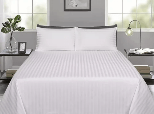 Satin Stripes Bed Sheet Set- KING SIZE