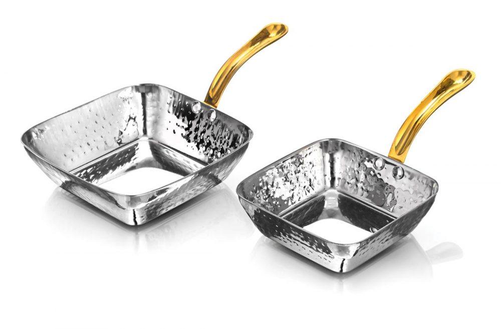 Serving dishes - Square pan brass handle hammer - (400/600 ML)