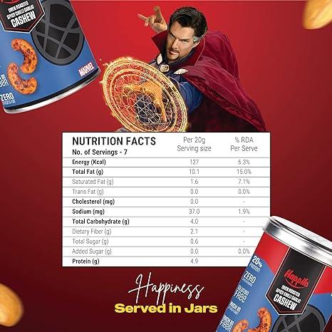 Happilo Marvel Dr. Strange Edition Oven Roasted Cashews Spicy Chilly Garlic 150g