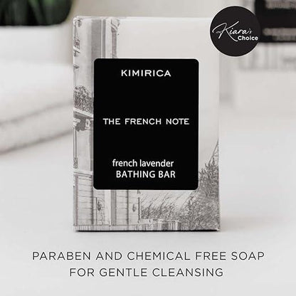 Kimirica The French Note French Lavender Premium Bathing Soap Bar for Moisturizing Skin Handmade | 100% Vegan & Paraben Free for men & women | 100g