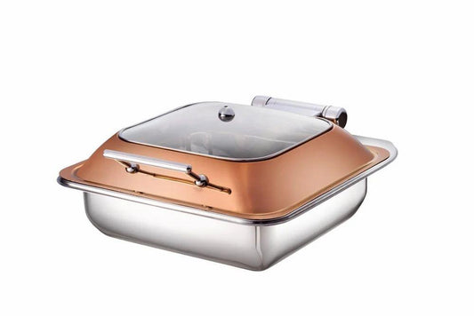 Chafing Dishes - Square Hald Glass With Rose Gold Lid Induction Top Chafer