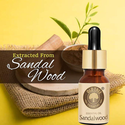 Old Tree Pure Sandalwood Essential Oil for Fragrance, Skin, Bathing (15ml) - Chandan Oil with Dropper for Stress Relief & Relaxation, Aromatherapy, Diffuser, Soap & Candle Making